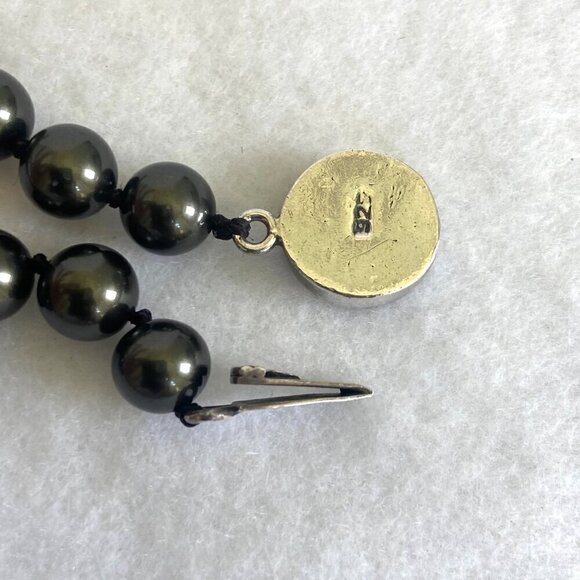 Sterling Silver 925 Knotted Single Strand 8MM Round Green Pearl Necklace 17" - Picture 9 of 16